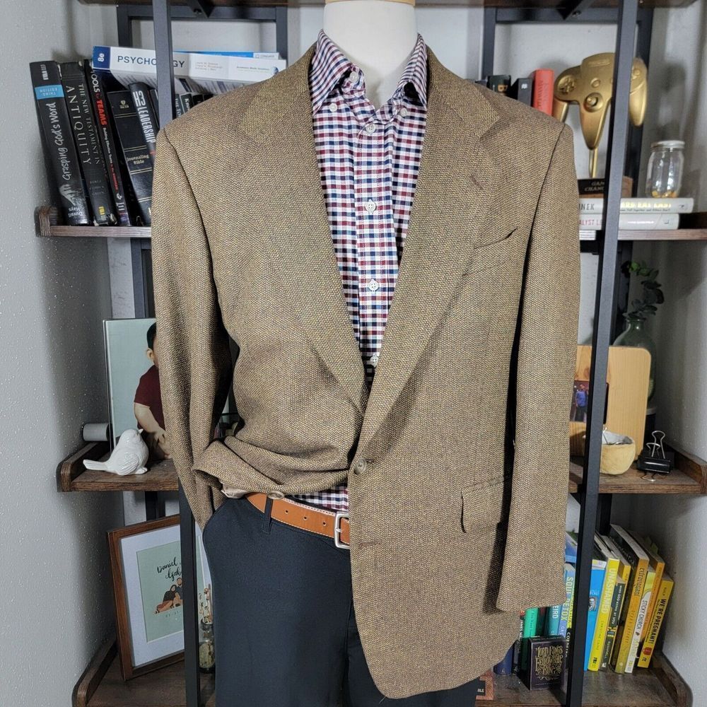 VTG Deans Gate Men's Sport Coat Blazer Two Button Brown‎ Herringbone 42R